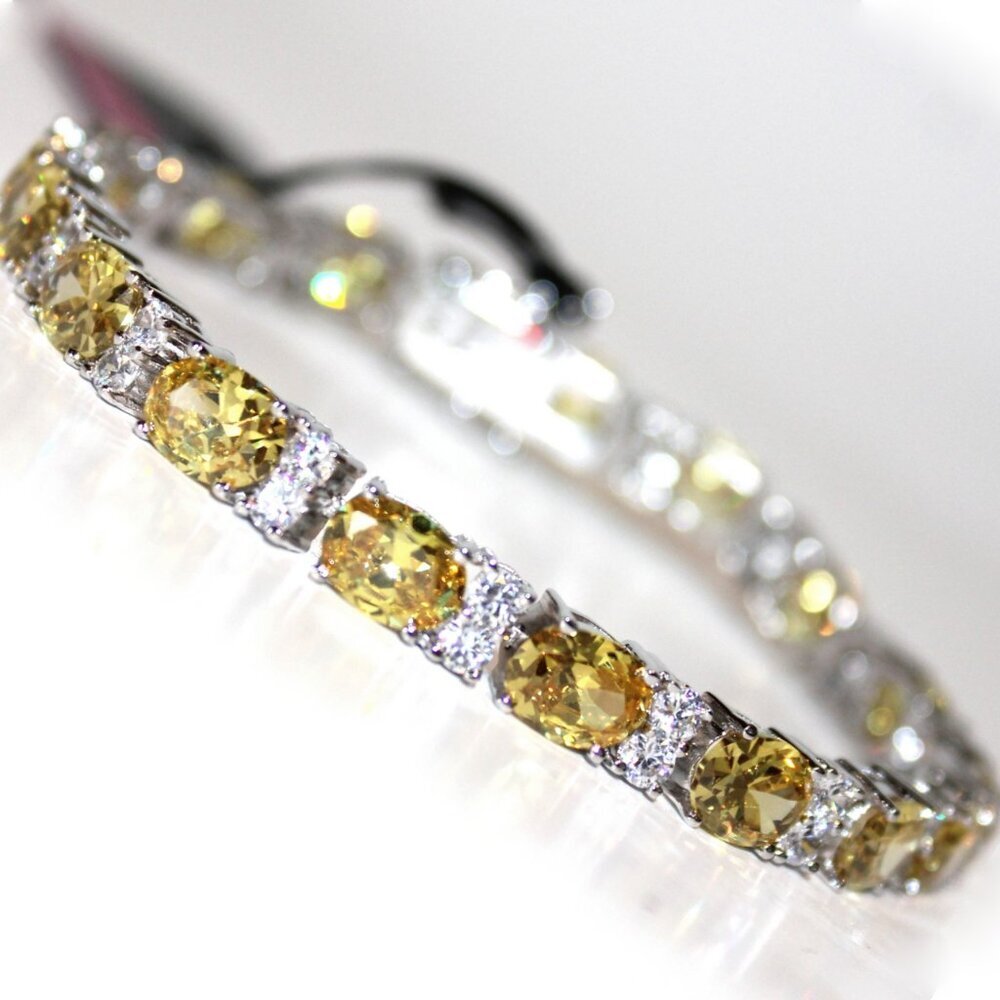 Brass Canary Yellow Cz Tennis Bracelet - New w/Tags